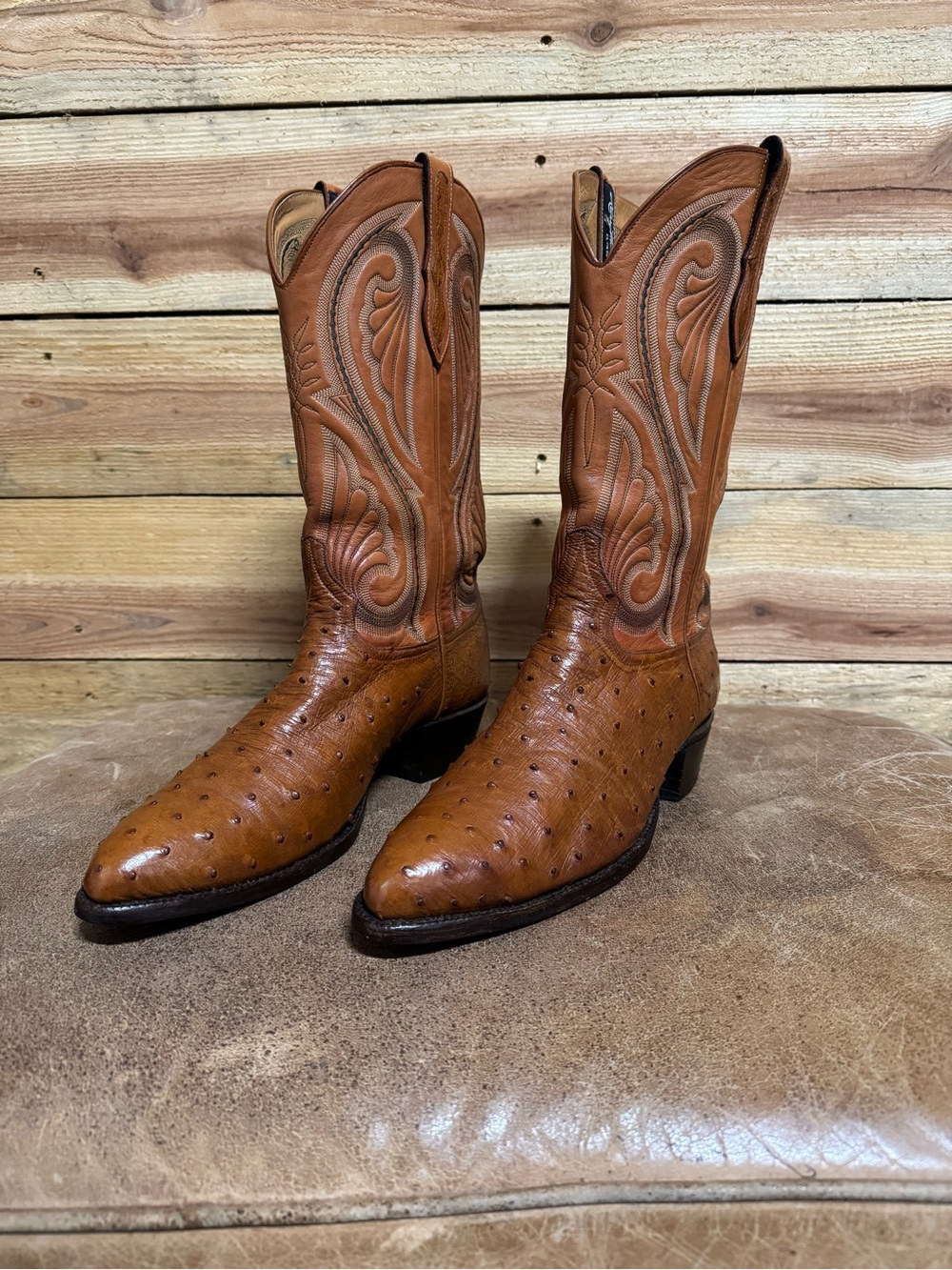 Vintage Larry Mahan El Paso TX Full Quill Ostrich Cowboy Boots men’s size 11D